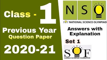 NSO Class 1 Question Paper 2020-21, Set 1, National Science Olympiad