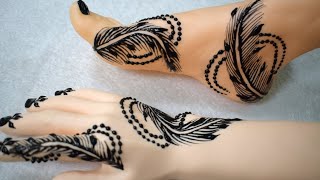 حنة سودانية طريقة رسم الريشة سهلة للمبتدئين Sudanese henna feather design