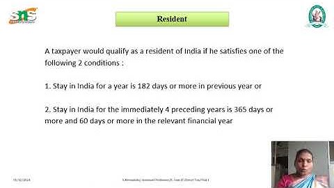 Video Lecture Series  3 I Residential Status  I S Meenakshi I AP I B com IT I SNS Institutions