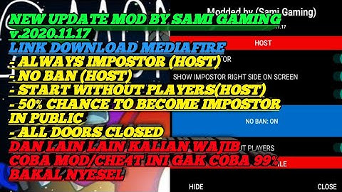 New Update Mod Menu Among Us By Sami Gaming v.2020.11.17 Anti Ban 100% | Among Us