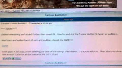 How to save Madden 12 Audibles