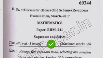 Mdu 2017 BSc Maths Hons 4th Sem Re appear Sequences & Series Question Paper