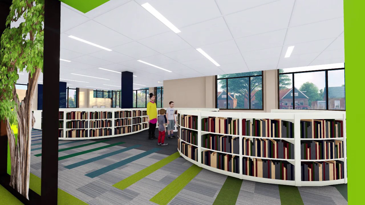 West Seneca Community Center & Library, walk through rendering YouTube