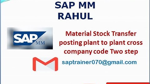 SAP MM Training - Stock Transfer and Transfer Posting 2 steps