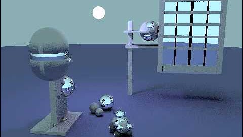 Real-time GPU path tracing: "Futuristic Buildings" test 2 on 8600M GT