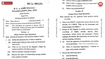 BCA 5TH SEM INTRODUCTION TO DBMS BCA N DEC 2019 | CSJMU