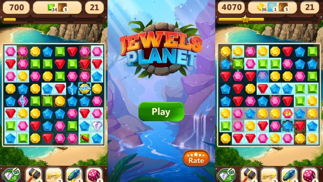 Bermain Games - Jewels Planet Free Match 3 & Puzzle by Teskin Part 3 ( Gameplay Android )