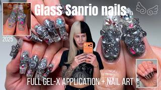 Do my nails with me for Metallica at the Sphere ✩Gel-X full application | Glass Sanrio nails  | ASMR