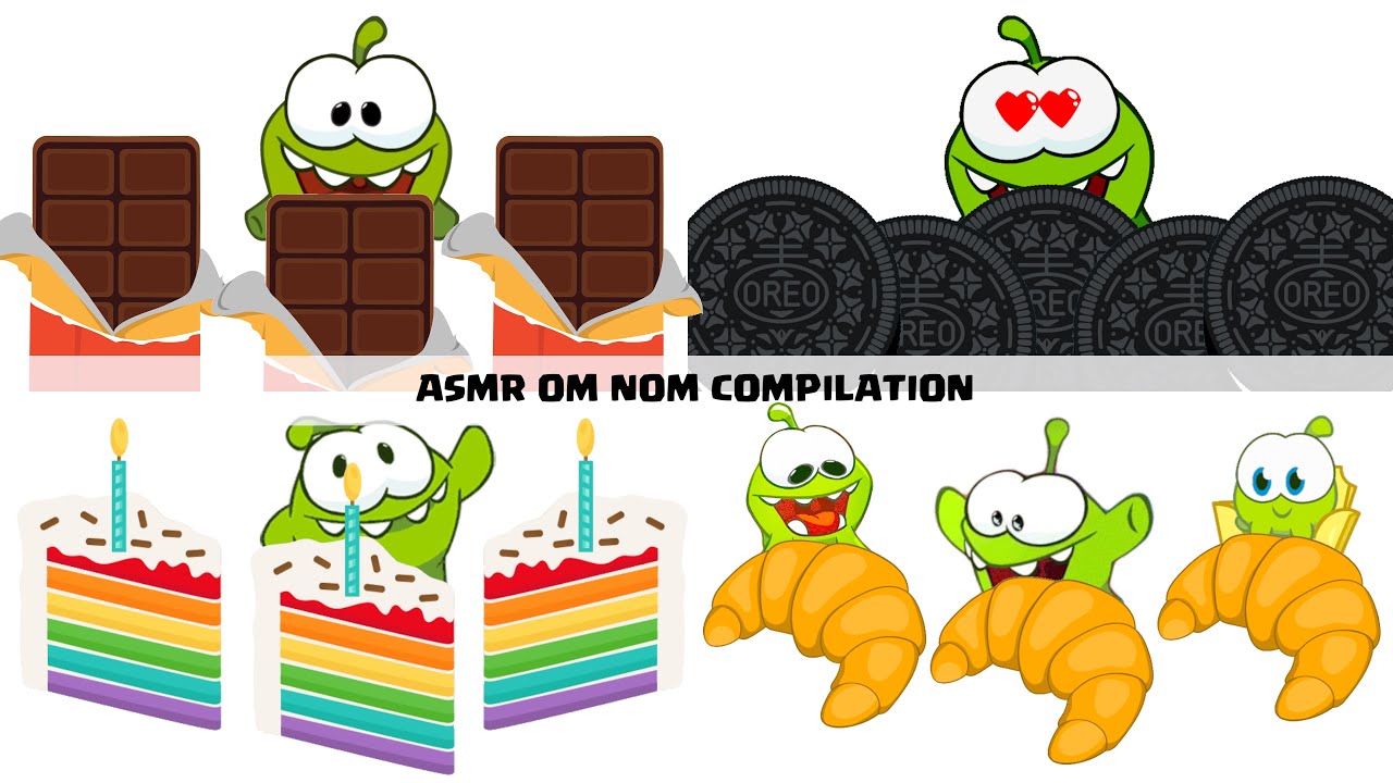 ASMR OM NOM COMPILATION | Rainbow Cake, Oreo, Chocolate Bar, Croissant, Bread | MUKBANG ANIMATION #4