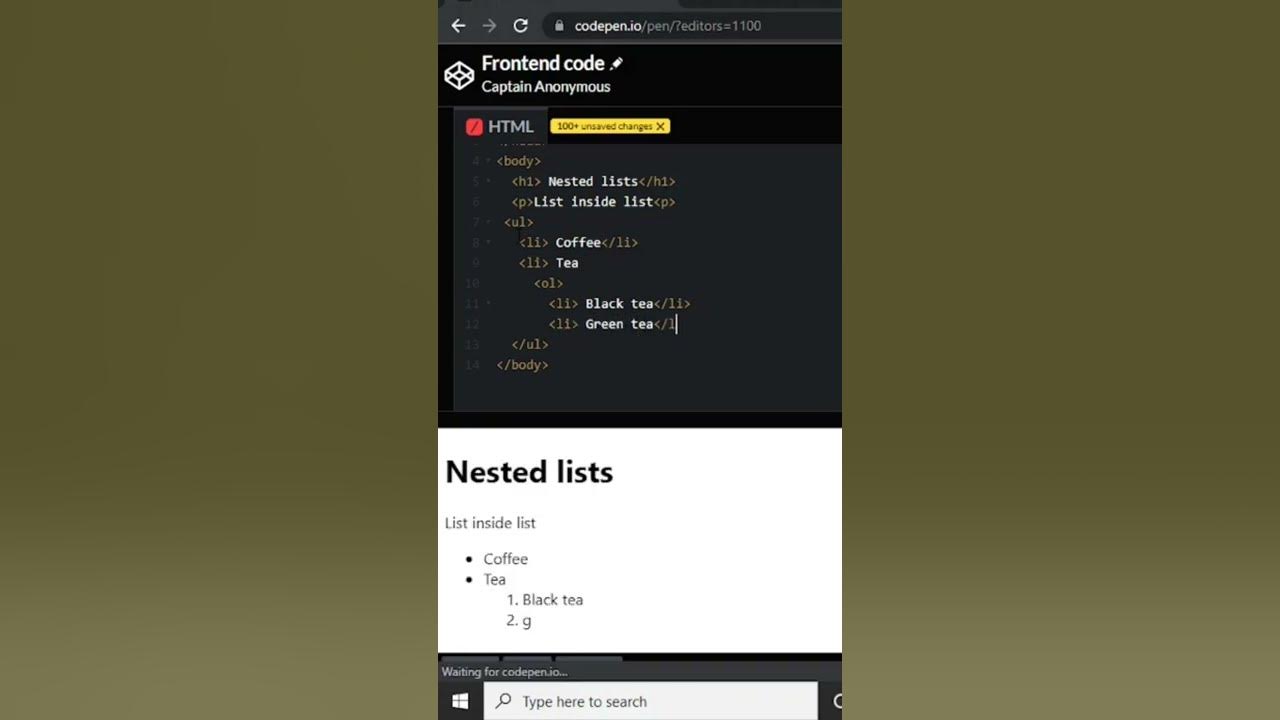 How to create list inside a list || nested list in html || Html basic ...