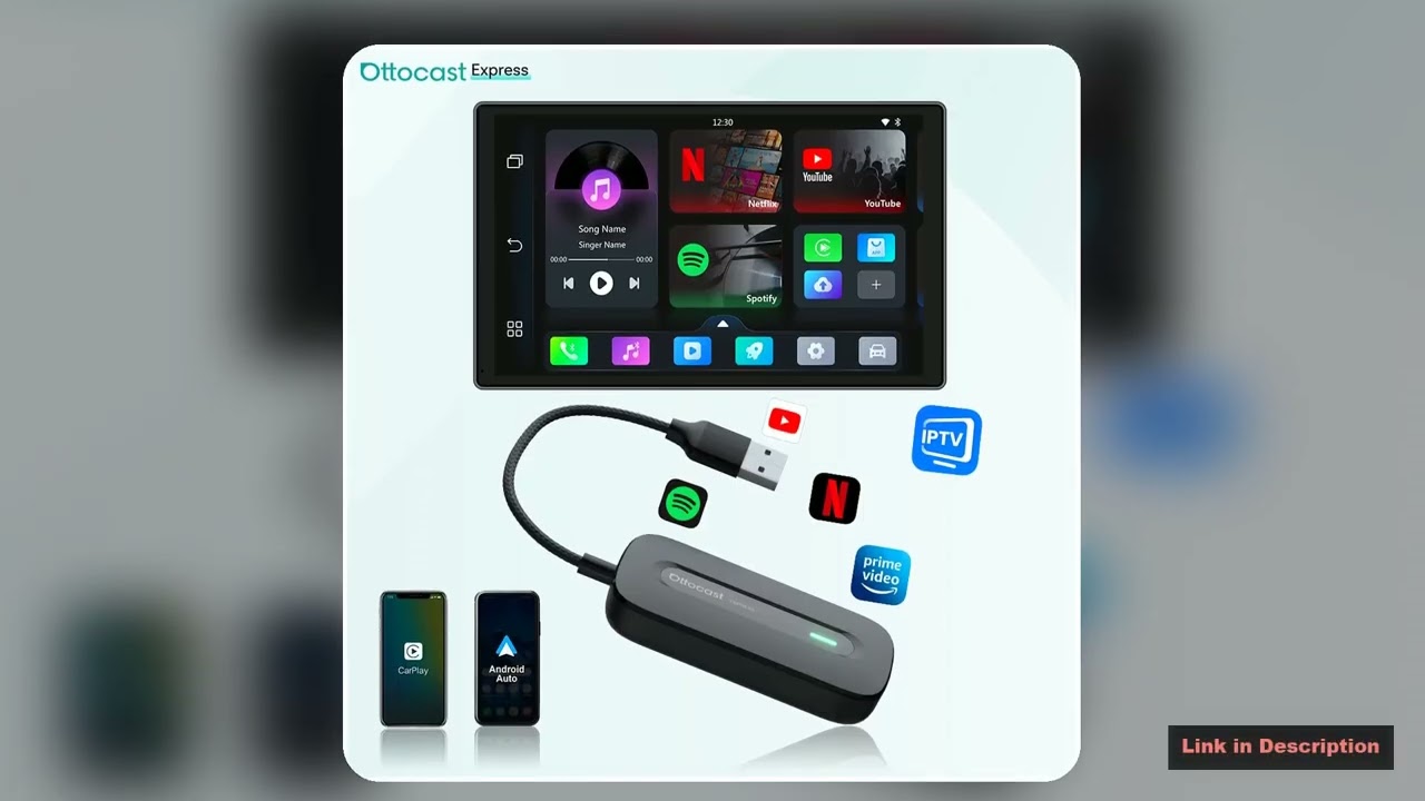 Ottocast Play2Video Pro Ai Box Wireless CarPlay Android Auto Adapter Built in Youtube Netflix 5GHz