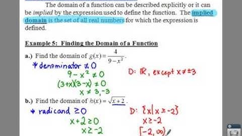 PC: 1.2 Notes: Example 6 - Find the Domain and Range of a Function