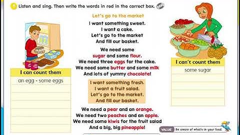 Year 4 CEFR English Get Smart Plus 4 Module 5 Eating right Textbook page 49 songs