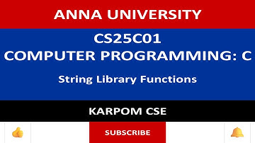Anna University Reg - 2025 | CS25C01 | String Library Functions