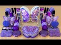 PURPLE SLIME Mixing makeup and glitter into Clear Slime ASMR Satisfying Slime Videos 1080p