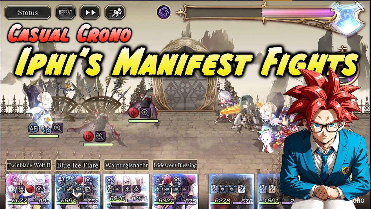 Обычный Кроно побеждает в испытании на закалку оружия Ифи в игре Another Eden's.