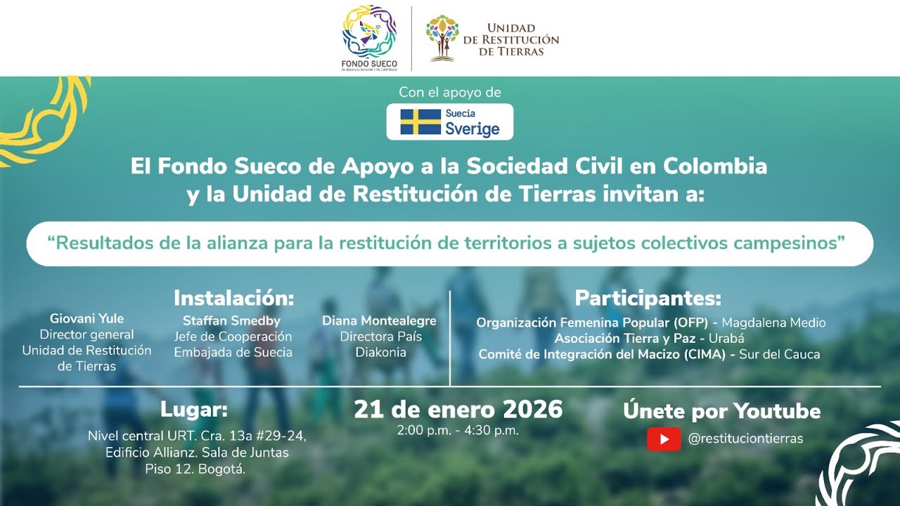 Resultados de la Alianza para la Restitución de Territorios a Sujetos Colectivos Campesinos