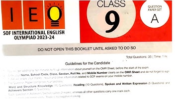 2023-24 IEO class 9 solved paper | SOF English Olympiad grade 9 question paper and answers | IEO
