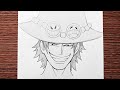 Easy anime sketch  how to draw ace  one piece stepbystep