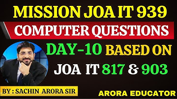 JOA IT 939 Exam | JOA IT 939 Computer Questions | JOA IT 939 Classes | JOA IT Preparation | Day-10 |