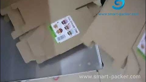 Automatic unfold paper cardboard paging feeding dispensing top labeling machine testing video