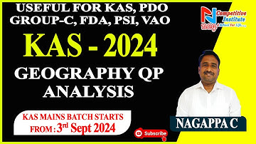 KAS 2024 PRELIMS GEOGRAPHY QUESTIONS DISCUSSION | BY NAGAPPA C