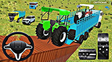 Drive 👍 2 Tractor and Unloading Stone From Truck in Game 🎮#tractor #dumper #truck#gamingvideos