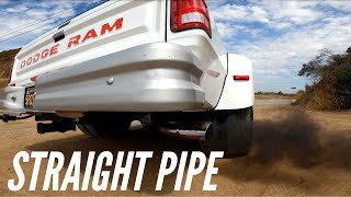 straight pipe 12v first gen cummins diesel | exhaust sounds and pov driving