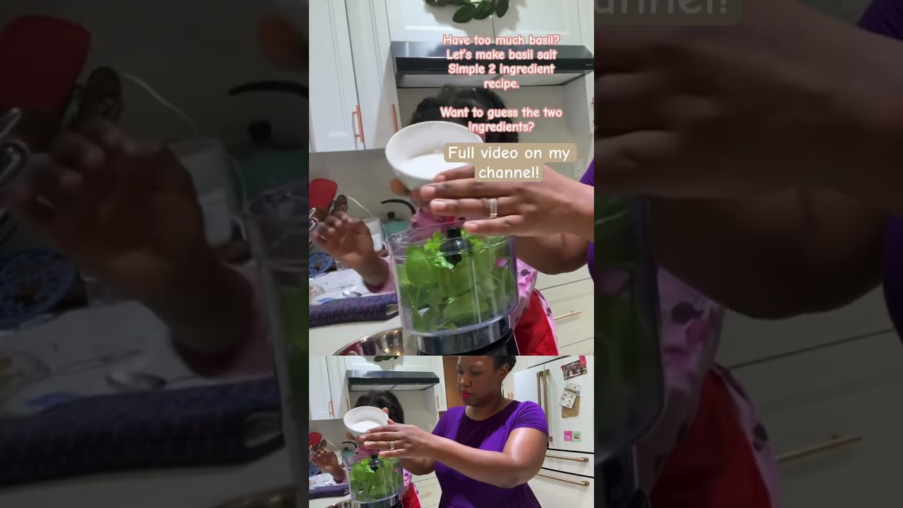 Making herb salt with basil 