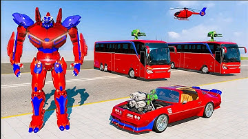 Bus Robot Car Transform Helicopter Shooting: Red Robot Action - Android iOS Gameplay