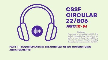 Circular CSSF 22 806 Outsourcing arrangements - Points 137 - 141
