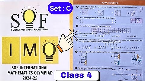 Class 4 maths olympiad || Answer Key  IMO || SET - C || SOF International Maths Olympiad 2024-25