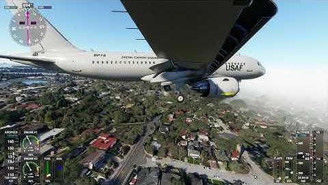 Flight Simulator 2020 ILS approach A320 flight plan loaded with manual cached scenery for higher FPS