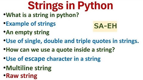 Strings in Python | Raw String | Multiline String | Escape character | CBSE | Python Tutorial