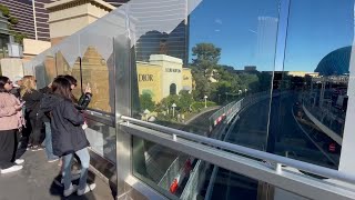 Thumbnail for Film blocking views of Las Vegas Strip, Sphere on pedestrian bridges being ripped down