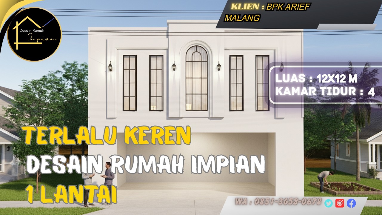 INSPIRASI DESAIN RUMAH 12x12m – Model Rumah Kost Modern Milik Bpk Arief, Malang, Super Estetik!