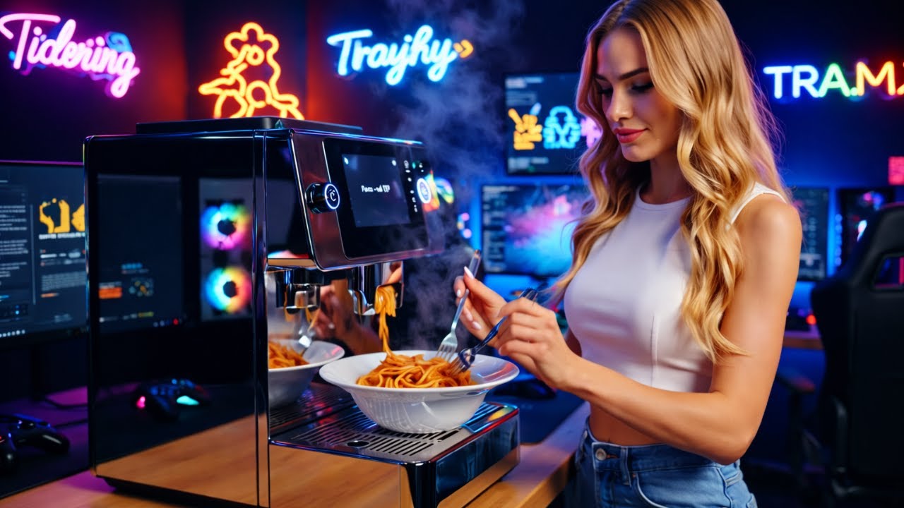 Футуристические кухонные визуальные эффекты 🍳 | ASMR с использованием ИИ: Невероятно приятно