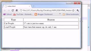 XHTML and CSS Tutorial - 14 - Table width, cellpadding, and cellspacing