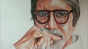 Realistic sketch of Amitabh Bachchan | Colour Pencil portrait | Time-Lapse