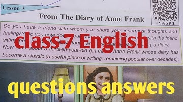 Class-7 English Lesson-3(From the Diary of Anne Frank) questions answers||bangali medium||scert book