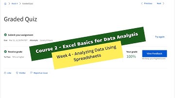 excel basics for data analysis coursera answers week 4 || IBM || theanswershome