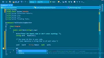 C# 6.0 Tutorial - Fundamentals - 9. Null-Coalescing Operator ??