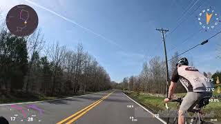 30 min 4K cycling video Spring Pastoral Trainer (Virginia) with telemetry overlay