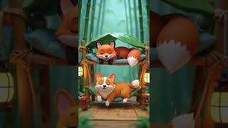 Chill Vibes: Fox and Dog Hammock Time! 🦊🐶