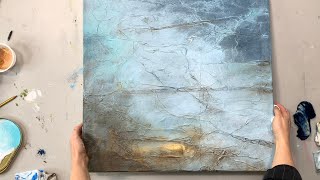 DIY effect structure! GOLD - Abstract acrylic painting techniques - Layering - Step by Step