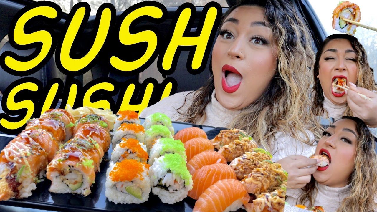 SUSHI MUKBANG | VERY BIG BITES | ABURI SALMON | TEMPURA ROLL | EBI ROLL | FIANCÉ IN THE BACKGROUND
