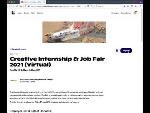 How to Sign Up: The MassArt Virtual Creative Internship & Job Fair 2021