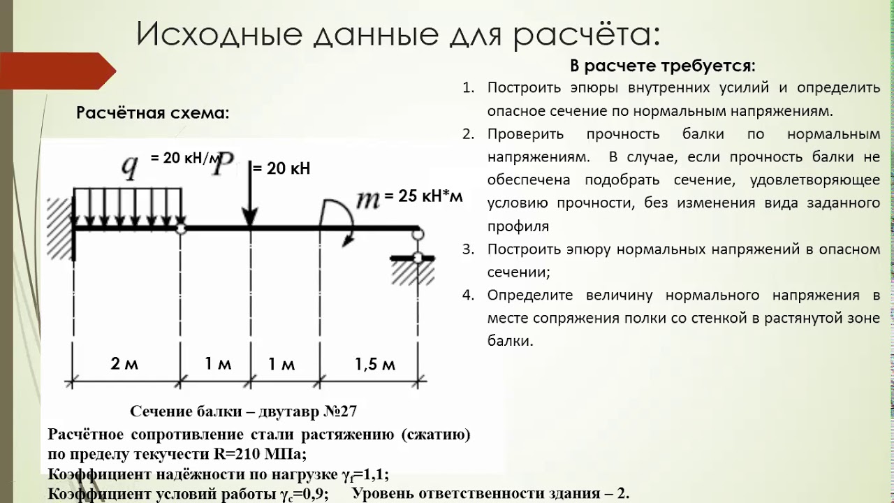 Балка с двумя шарнирами