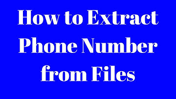 How to Extract Phone number from Web Files