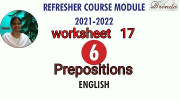 Class 6 worksheet 17 answer Refresher course Module English  Prepositions @BRINDA 